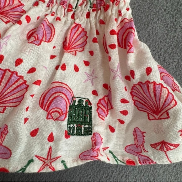 Hill House Ellie Crop Top in Mermaid 2XL Pink Retro Shells Novelty Print Whimsy - Picture 3 of 8